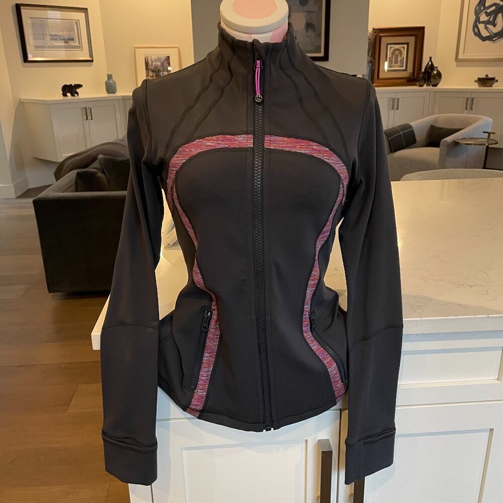 Lululemon Define Full Zip Jacket Running Yoga Grey Tonka Stripe Multi Color Sz 8